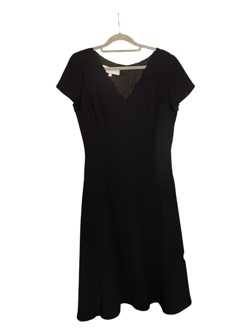 Vintage Donna Ricco Classic Black Short Sleeve A-Line Dress